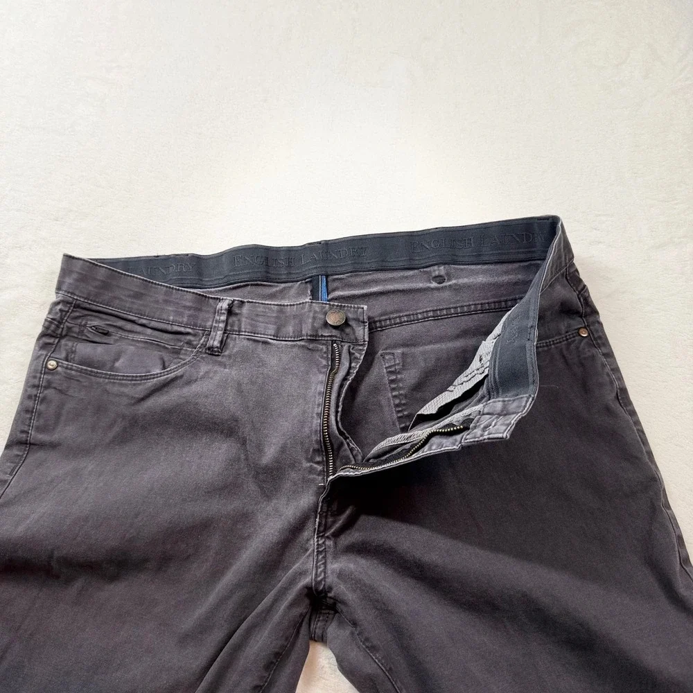 English Laundry Pants Mens 38x29 Charcoal‎ Grey Good Stretch 5-Pocket Chino